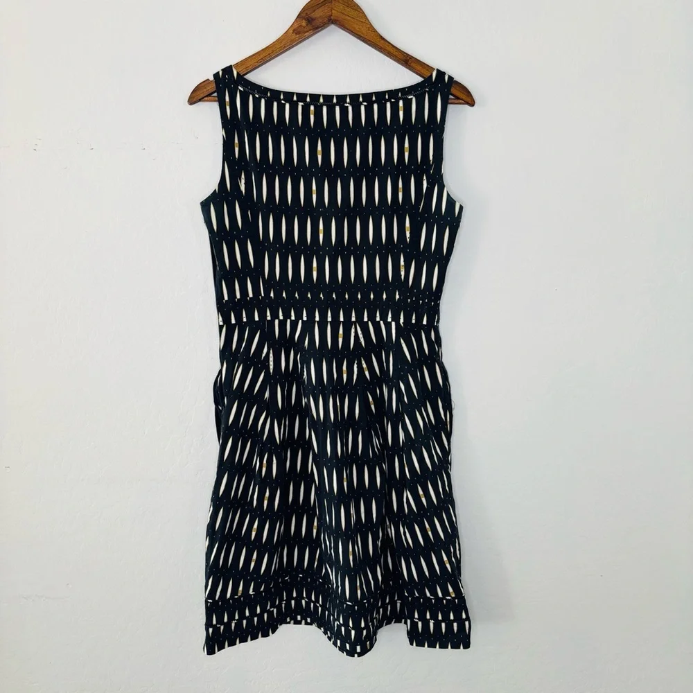 Tory‎ Burch Sleeveless Printed Dress Women’s Designer Black Cream Size 8 Cotton